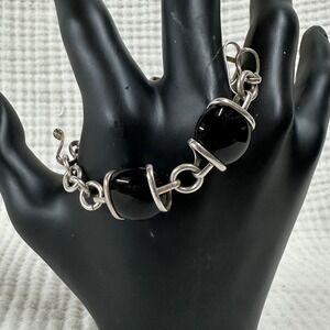 Vintage Sterling 925 Mexico Handmade abstract Glass Disk Orbs Bracelet